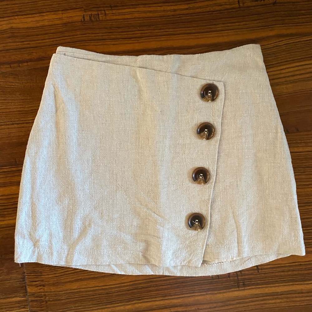 Linen Button Skirt